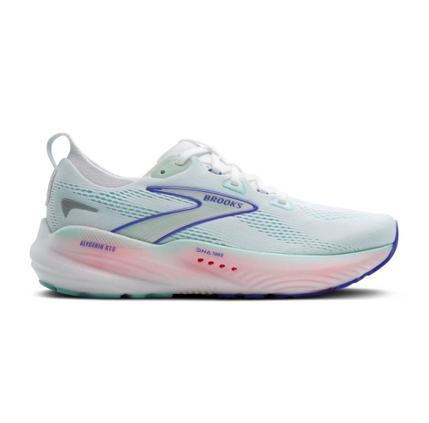 Brooks White/Limpet Shell/Amparo Blue Glycerin GTS 22 Women's Road Running Shoes 120435-110
