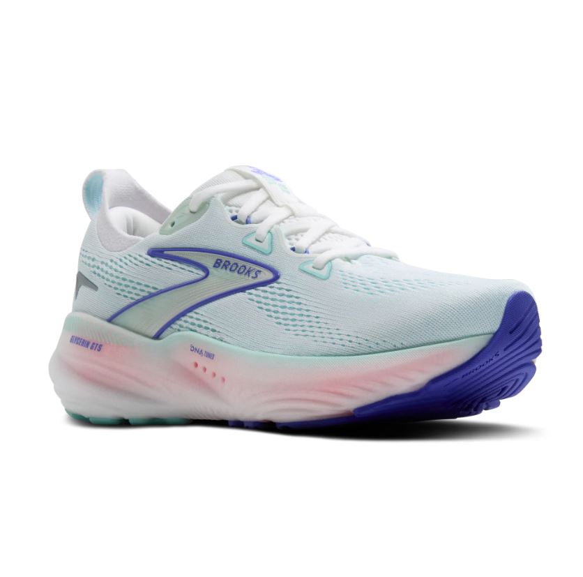 Brooks White/Limpet Shell/Amparo Blue Glycerin GTS 22 Women's Road Running Shoes 120435-110