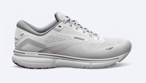 Brooks White/Oyster/Viola Ghost 15 Womens Running Shoes 120380-195