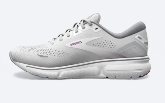 Brooks White/Oyster/Viola Ghost 15 Womens Running Shoes 120380-195