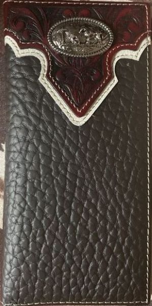 Brown Floral Embossed with Praying Cowboy Concho Wallet HF102BR
