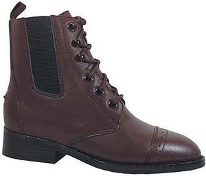 Brown Lace-Up With Elastic Gores Riding Heel Kids Paddock Boots