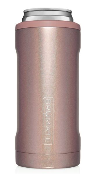 Brumate Glitter Rose Gold Hopsulator Slim (12oz Slim Cans)