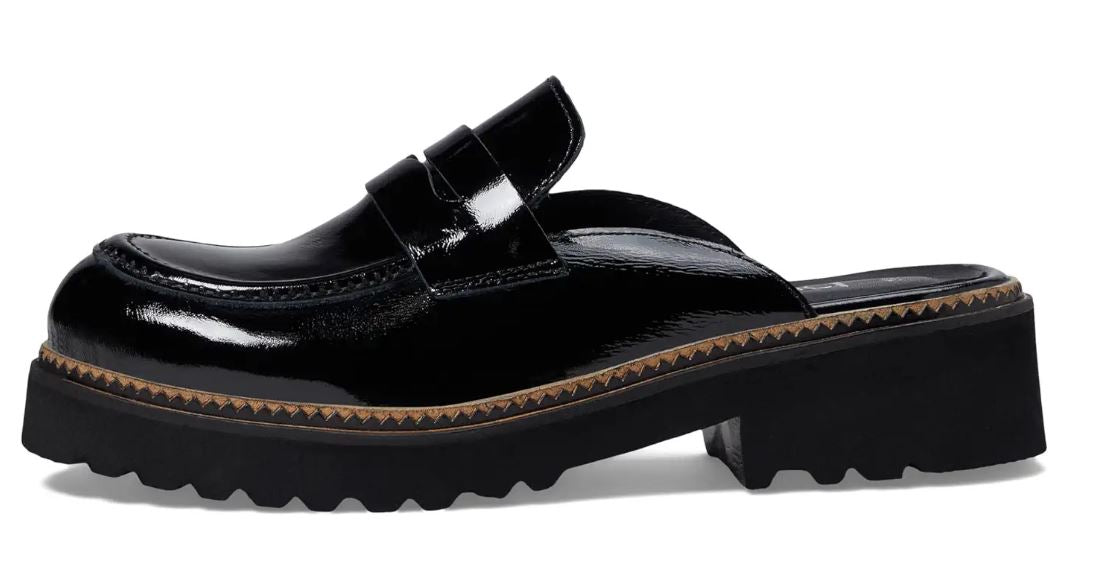 Bueno Black Patent Amber Women's Open Back Clog Shoes B2350006