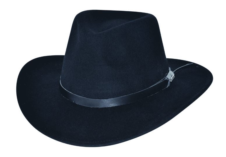 Bullhide by Montecarlo Black Voyager Rolled Up Crushable Wool Felt Men's Cowboy Hat with Feather 0773BL