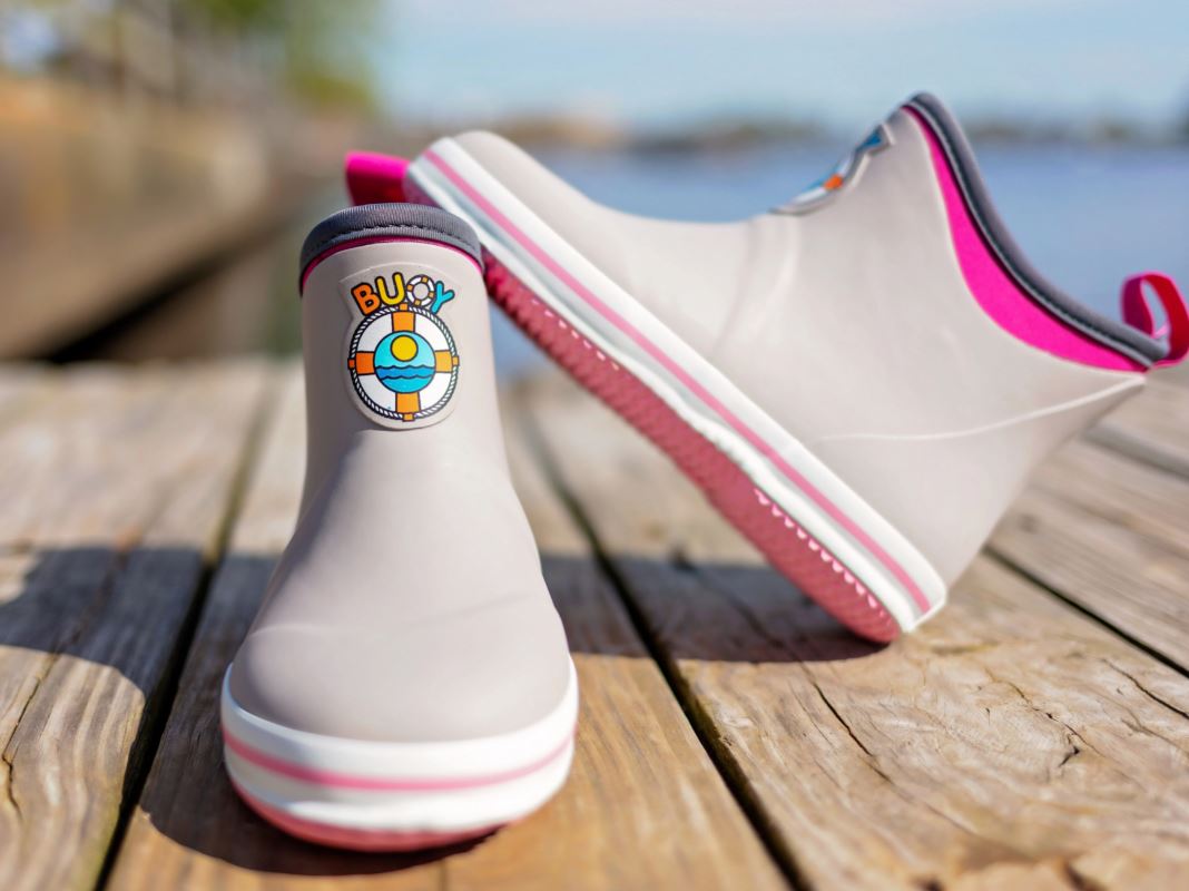 Buoy Boots Grey and Pink Childrens Rain Boots BB104