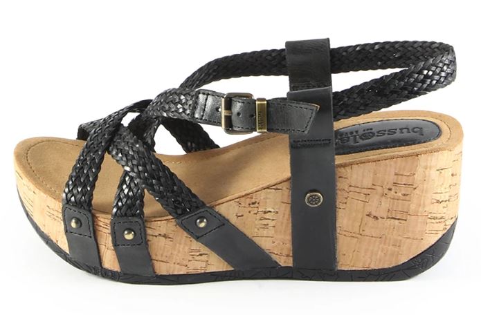 Bussola Black Formentera Woven Cross Straps Womens Wedge Sandals FIDA