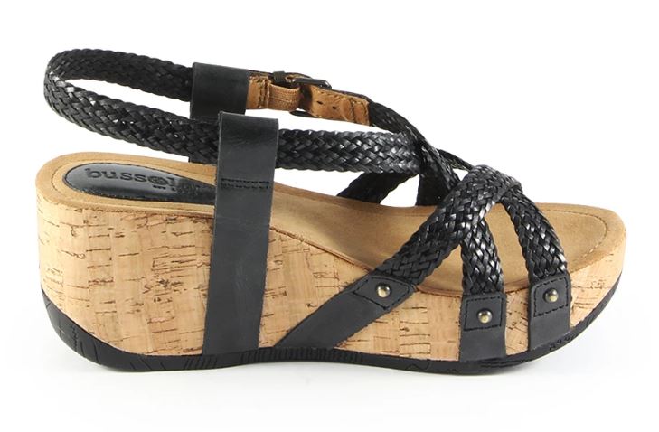 Bussola Black Formentera Woven Cross Straps Womens Wedge Sandals FIDA