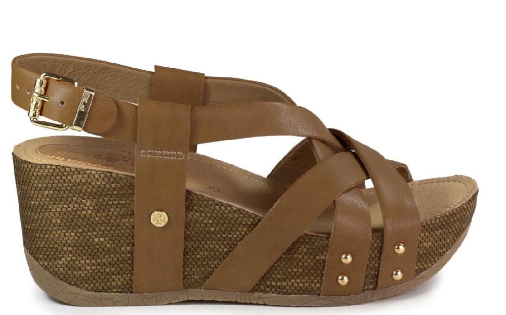 Bussola Camel Formentera Felipa Women's Cross Straps Wedge Sandals FELIPA-CAMEL