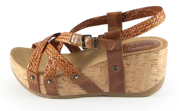 Bussola Cappucino Formentera Woven Cross Straps Womens Wedge Sandals FIDA