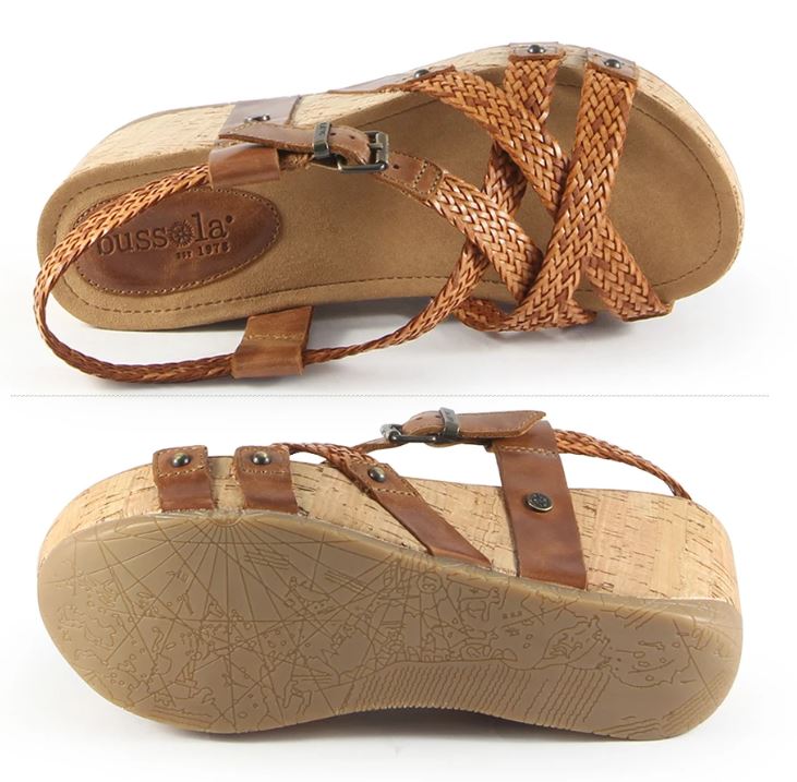 Bussola Cappucino Formentera Woven Cross Straps Womens Wedge Sandals FIDA