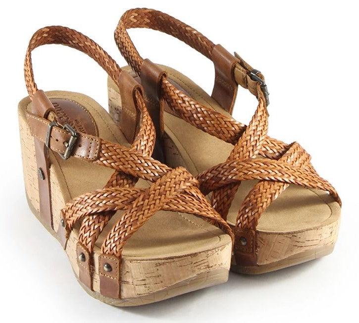 Bussola Cappucino Formentera Woven Cross Straps Womens Wedge Sandals FIDA