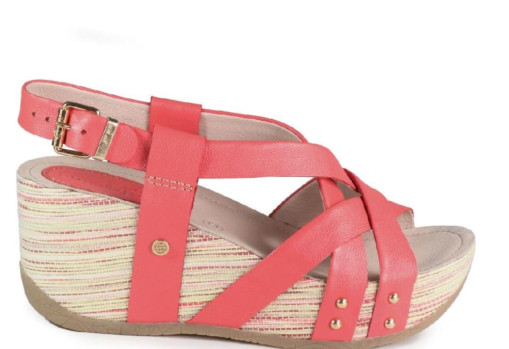 Bussola Coral Formentera Felipa Women's Cross Straps Wedge Sandals FELIPA-CORAL