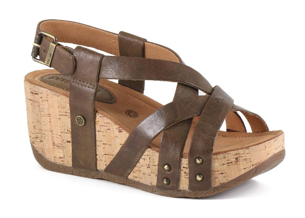 Bussola Gobba Wood Fabia Womens Adjustable Back Wedge Sandals FABIA