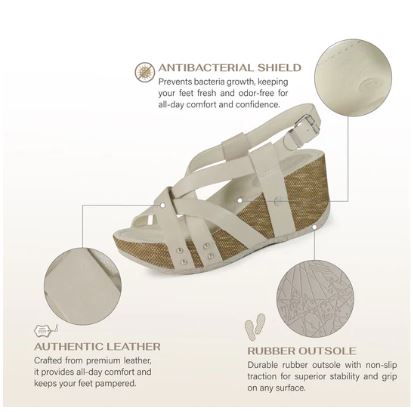 Bussola Ivory Formentera Felipa Women's Cross Straps Wedge Sandals FELIPA-IVORY