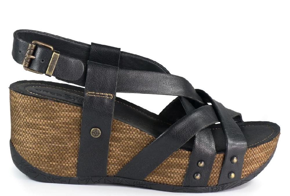 Bussola Nero Formentera Felipa Women's Cross Straps Wedge Sandals FELIPA-NERO