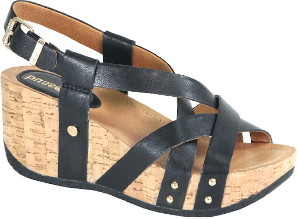 Bussola Nero Formentera Fern Women's Wedge Sandals FERN-NERO
