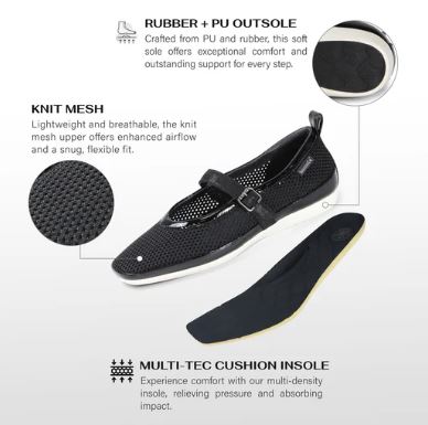 Bussola Nero Vicenza Vanya Women's Mesh Ballet Flats VANYA-NERO