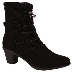 Bussola Tamra Black Stretch Suede Womens Comfort Boots Tamra