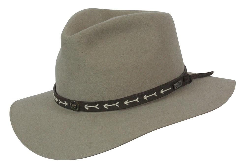C1078-PUTTY Wool Waterproof Leather Band BC Hat