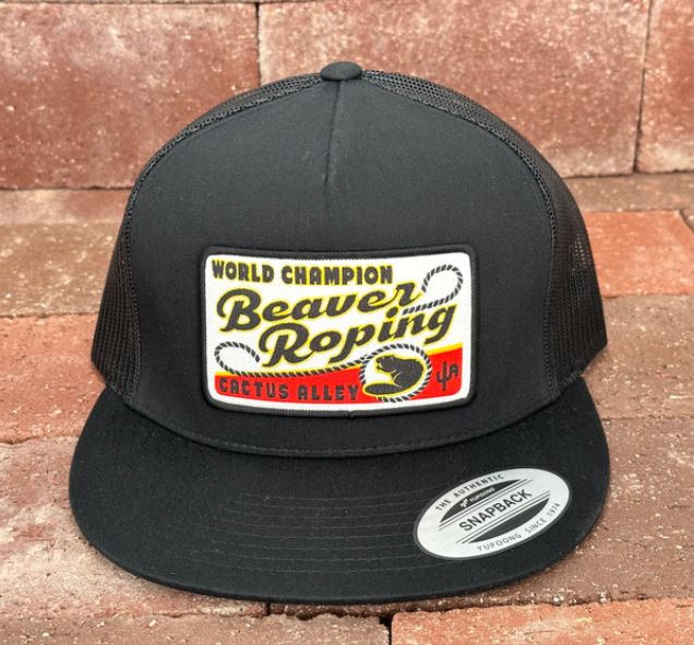 Cactus Black Beaver Roping Mesh Snapback Cap BEAVER ROPING