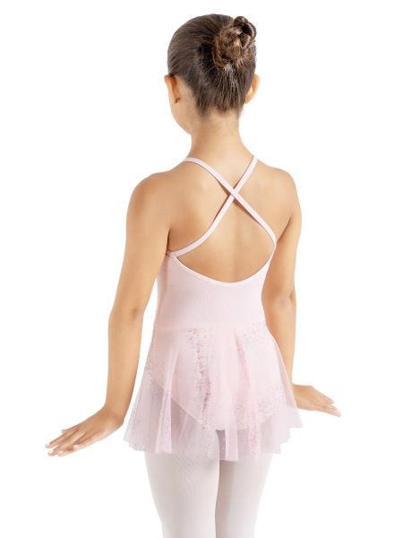 Capezio Pink Glitter Glam Cross Back Girls Camisole Dress 11884C