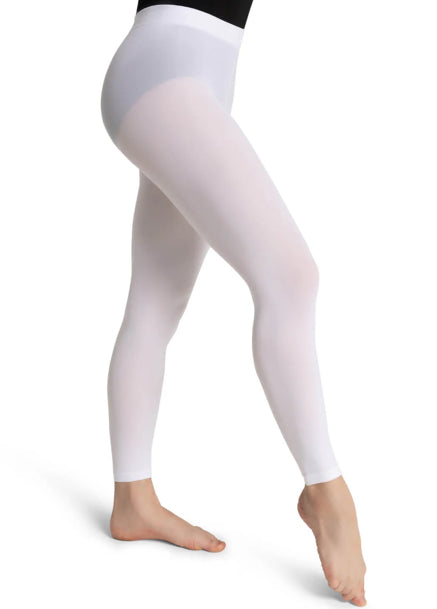 Capezio White Footless Ladies Tights With Self Knit Waist Band 1917