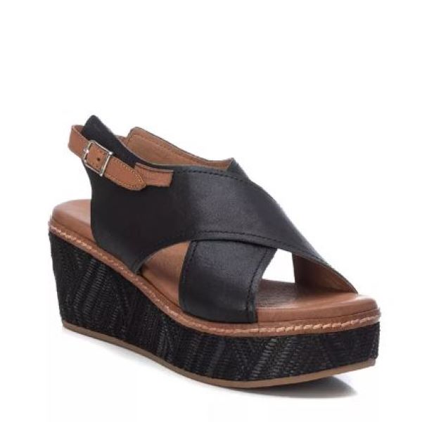 Carmela Black Quentin Platform Women's Wedge Sandals C2221001