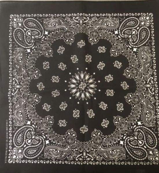 Carolina Manufacturing Black Floral Paisley Bandanna 21CMS