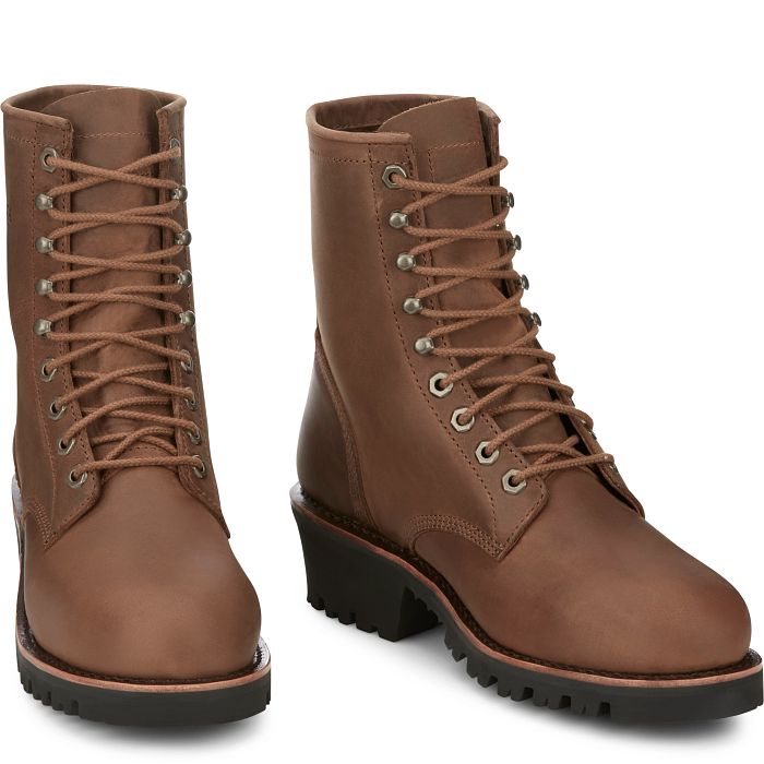 Chippewa Bourbon Brown 8 Inch Men's Steel Toe Workboots MC2089