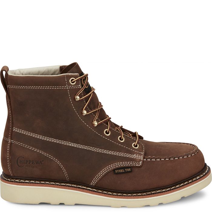 Chippewa Brown 6 Inch Edge Walker Men's Leather Steel Toe Workboots ED5321