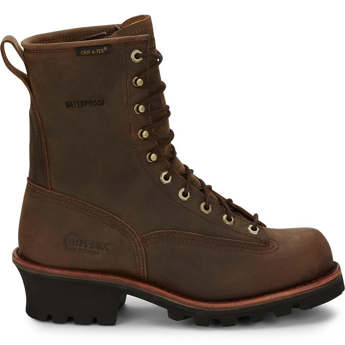 Chippewa Brown Paladin 8 Inch Waterproof Chippewa Men's Work Boots With Bay Apache Leather 73100