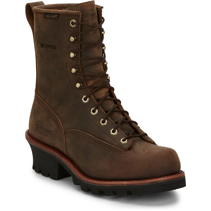 Chippewa Brown Paladin 8 inch Waterproof Chippewa Men's Work Boots with Bay Apache Leather 73100