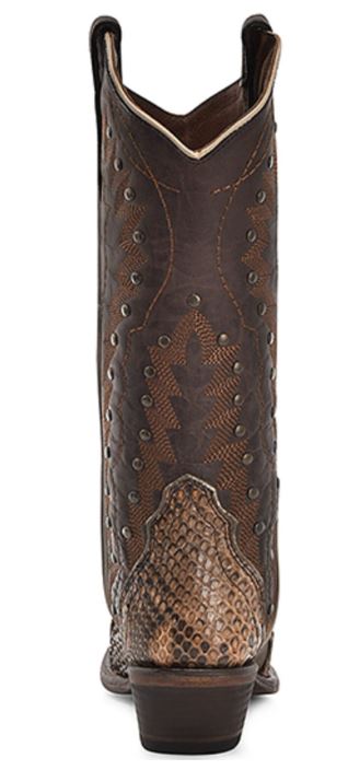 Circle G By Corral Brown With Python Print Women's Exotic Python Western Boots L6045