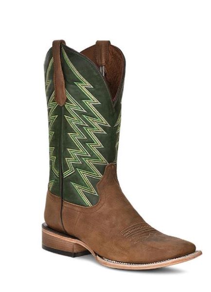 Circle G by Corral Cinnamon/Green Wide Square Toe Men's Leather Boots L5978