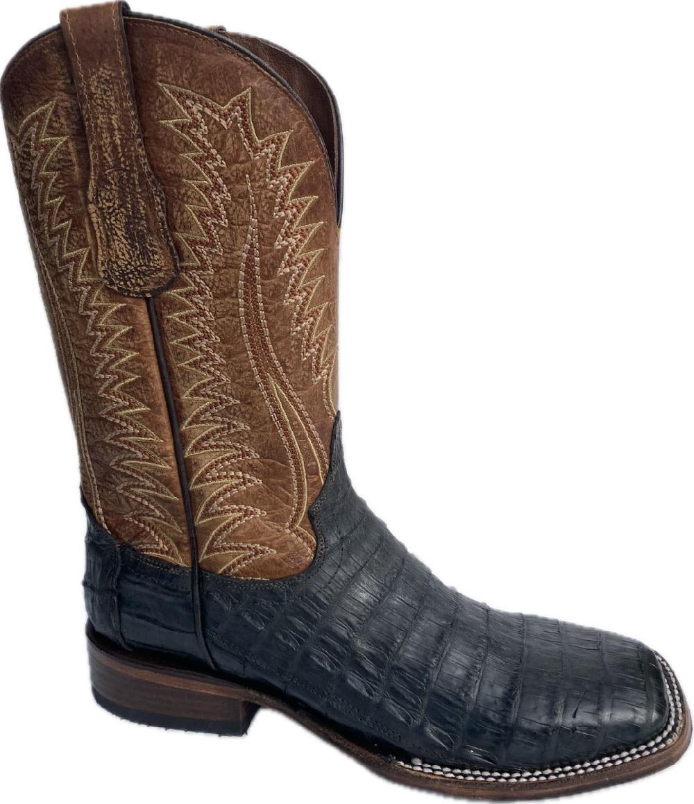 Circle G by Corral Olive Green and Brown Ocher Caiman Wide Square Toe Men's Boots L6054