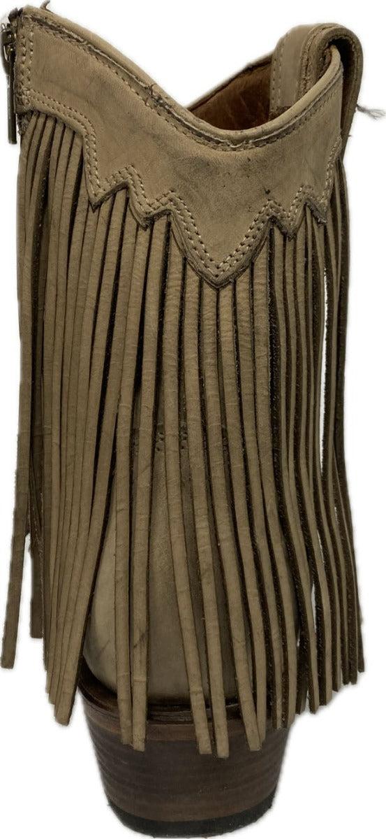 Circle G By Corral Sand Women's Snip Toe Fringe Ankle Boots L6071