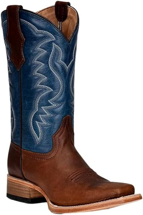 Circle G by Corral Teen Brown/Blue with Embroidery Square Toe Little Kid/Big Kid Boots J7103