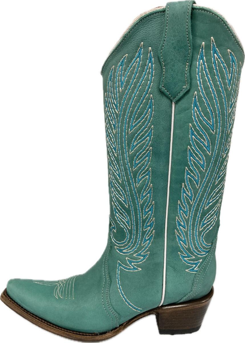 Circle G By Corral Turquoise Embroidery Triad Women's Snip Toe Western Boots L6061