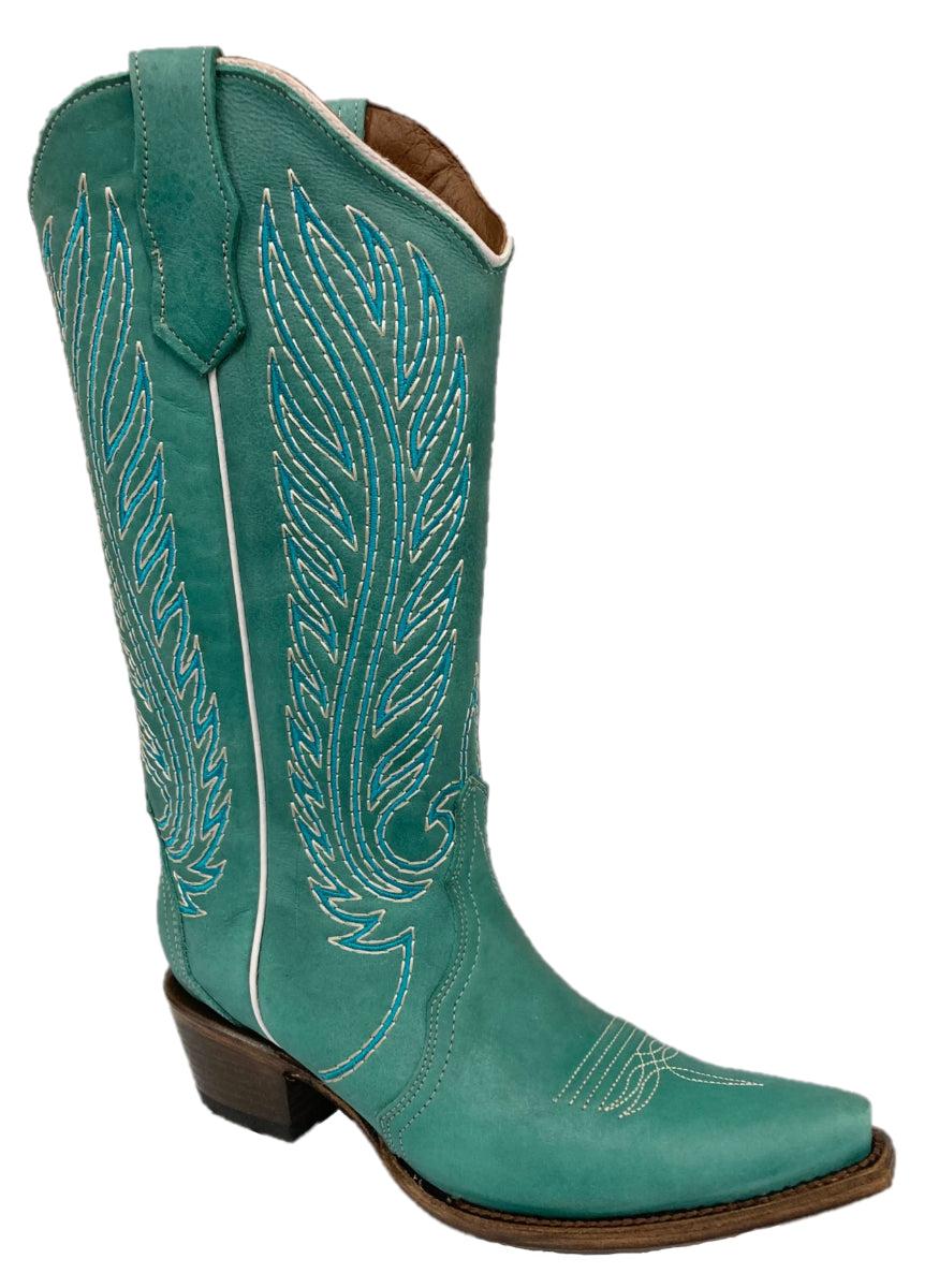 Circle G by Corral Turquoise Embroidery Triad Women's Snip Toe Western Boots L6061