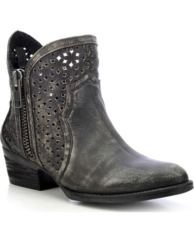 Circle G from Corral Boots Cut Out Short Black Womens Western Boots Q0001