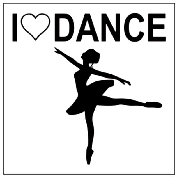 CJ Merchantile 3 Inch I Love Dance/Arabesque Print Sticker w/Clear Background A-G228