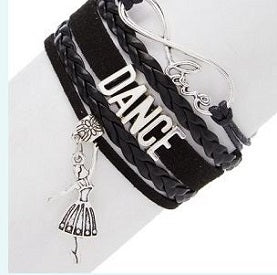 CJ Merchantile Black Infinitiy Love Dance Ballerina Bracelet A-BR31