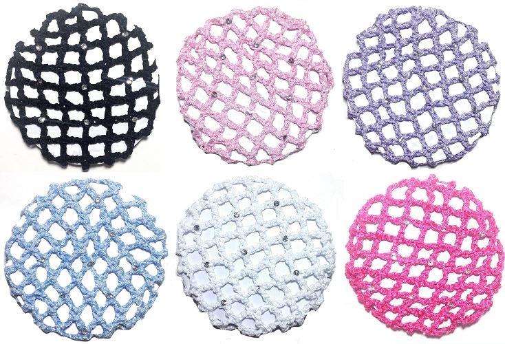 CJ Merchantile Crochet Medium Rayon Bun Cover with Rhinestone Accents A-2111