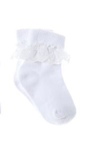 CJ Merchantile White Lace Bobby Socks 1 pair Small S13-SMALL