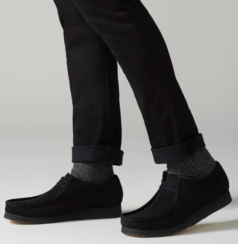 Clarks Black Suede Wallabee Mens Casual Shoes 26133279