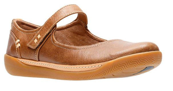 Clarks Dark Tan Leather Un Haven Strap Womens Comfort Shoes 26133636