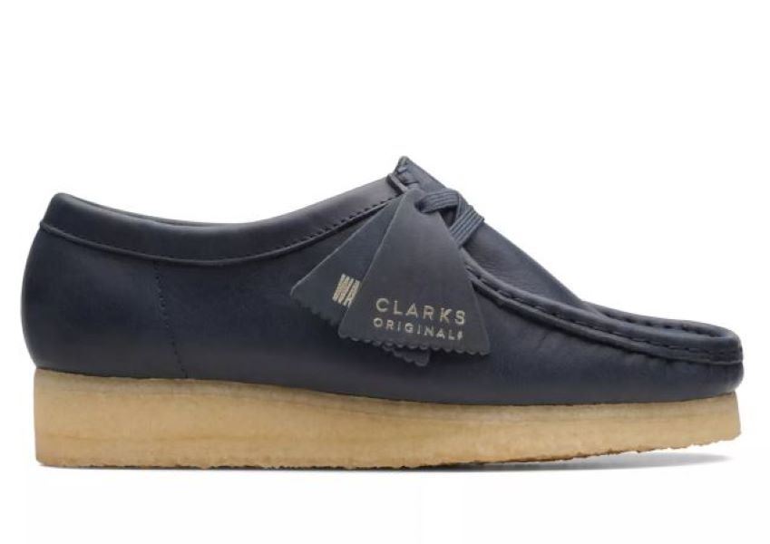 Clarks Navy Leather Wallabee Womens Shoes 26168642
