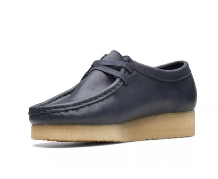 Clarks Navy Leather Wallabee Womens Shoes 26168642