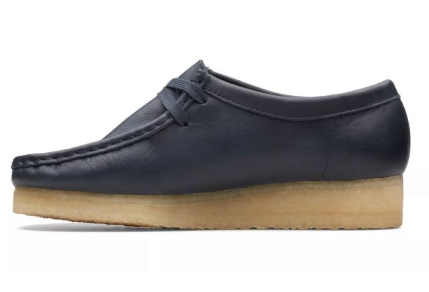 Clarks Navy Leather Wallabee Womens Shoes 26168642